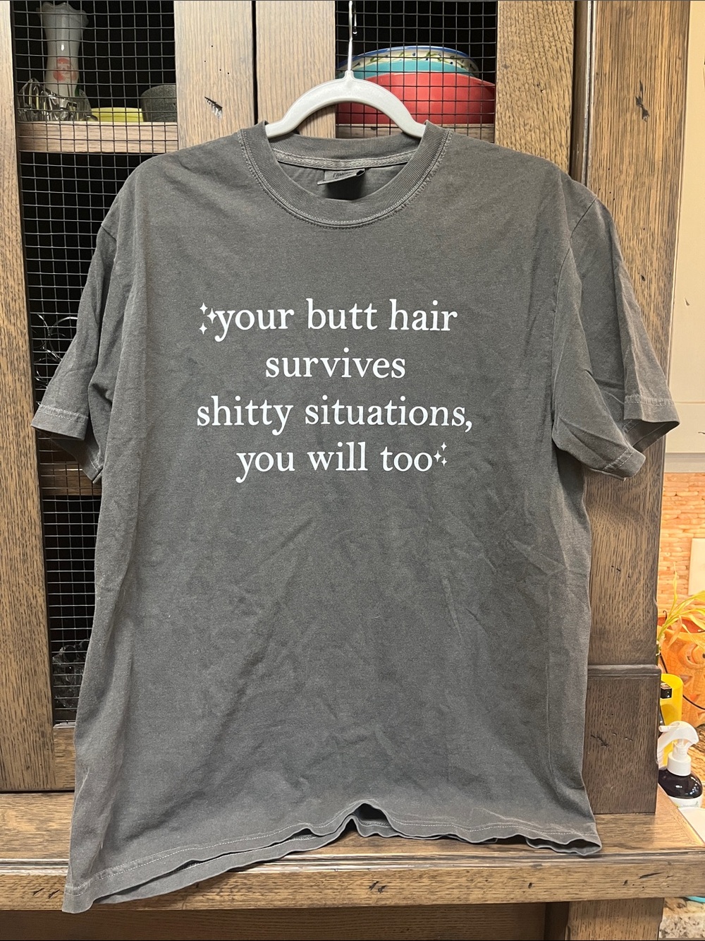 New your butt hair, survives, silly T-shirt, size large